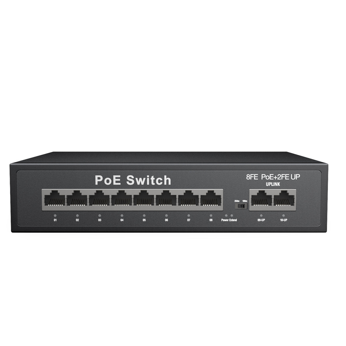 8-Port Ethernet PoE Switch with Metal Casing, Desktop or Wall Mount