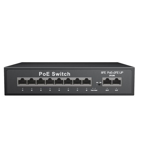 8-Port Ethernet PoE Switch with Metal Casing, Desktop or Wall Mount