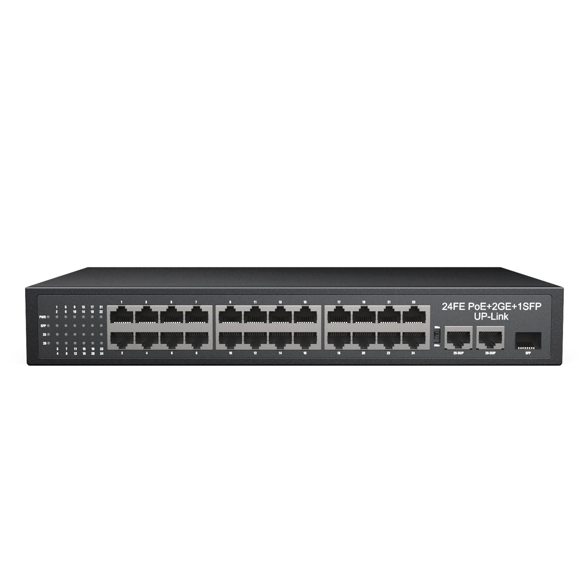 24-Port Ethernet PoE Switch with Metal Casing, Desktop or Wall Mount
