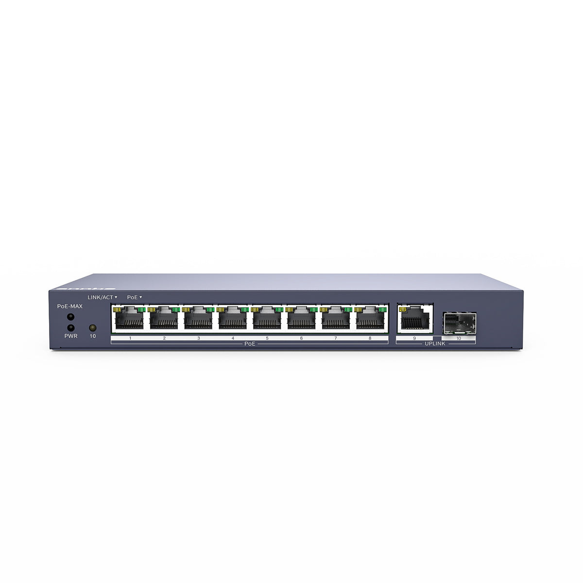 8-Port 1000Mbps PoE Gigabit Ethernet Switch, 110W PoE Power Budget, Plug & Play, Metal fanless Design, Desktop or Wall Mount, 802.3af/at Compliant