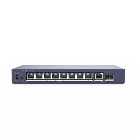 8-Port 1000Mbps PoE Gigabit Ethernet Switch, 110W PoE Power Budget, Plug & Play, Metal fanless Design, Desktop or Wall Mount, 802.3af/at Compliant
