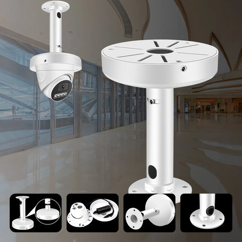 Uchwyt montażowy do kamer monitoringu, wytrzymały metal, montaż ścienny/sufitowy do kamer typu turret, kopułkowych i tubowych, kompatybilny z większością standardowych kamer monitoringu
