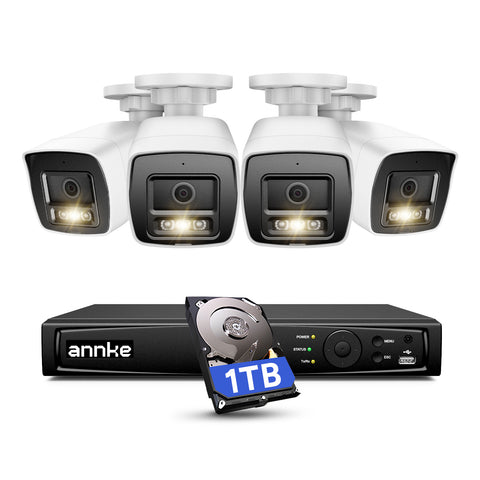 ANNKE H1200 - Zestaw do Monitoringu PoE 4 Kamery 4K 12MP z 8-Kanałowy Rejestratorem NVR z HDD 1 TB, Noktowizja Pelny Kolor & EXIR, Wykrywanie Ludzi i Pojazdów, H.265+, Wbudowany Mikrofon, IP67